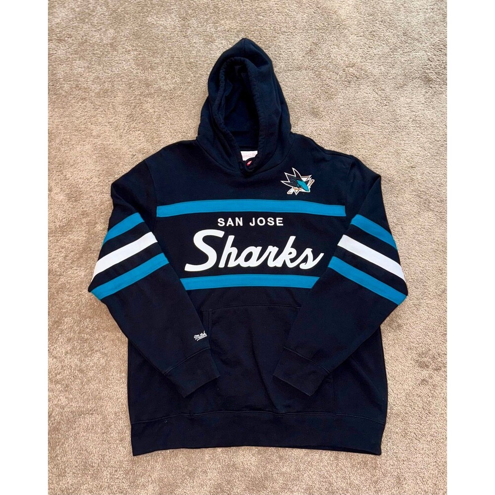 Mitchell & Ness San Jose Sharks NHL Pullover Hoodie - Men’s XL (Black, Teal)